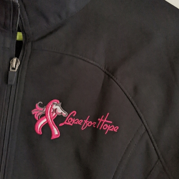 Lope For Hope Pink Horse Co Breast Cancer Horse Hard-shell Black Jacket Womens M - Picture 4 of 10